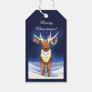 Merry Christmas, Reindeer Cadeaulabel