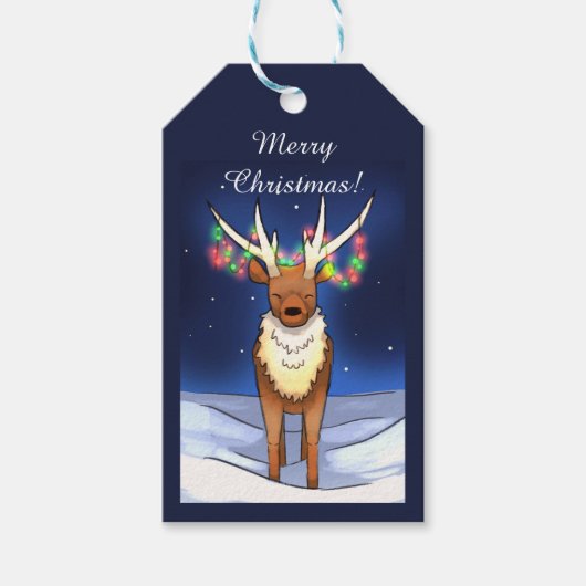 Merry Christmas, Reindeer Cadeaulabel (Voorkant)