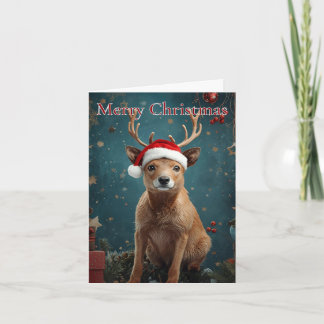 Merry Christmas Reindeer Christmas Card Feestdagen Kaart