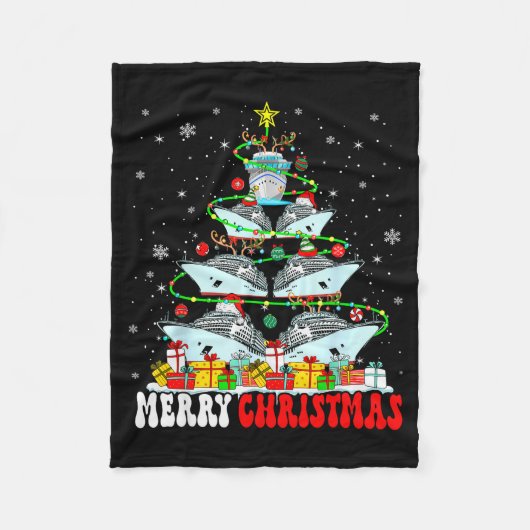 Merry Christmas Reindeer Elf Santa Cruise Ships Xm Fleece Deken (Voorkant)