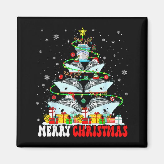Merry Christmas Reindeer Elf Santa Cruise Ships Xm Magneet (Voorkant)