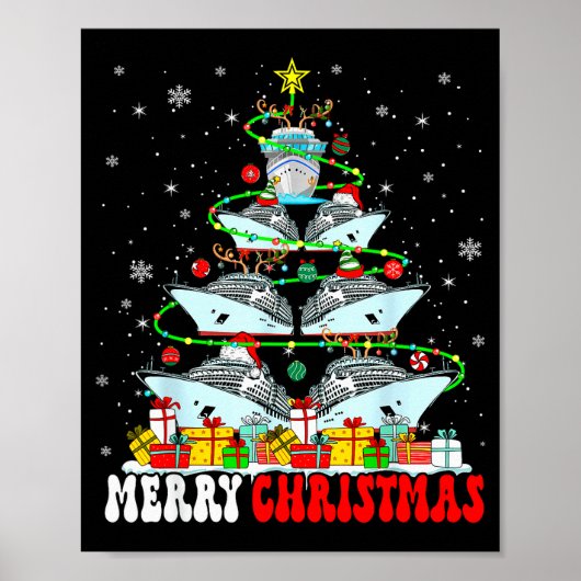 Merry Christmas Reindeer Elf Santa Cruise Ships Xm Poster (Voorkant)