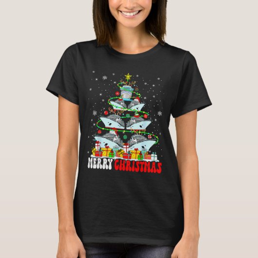 Merry Christmas Reindeer Elf Santa Cruise Ships Xm T-shirt (Voorkant)