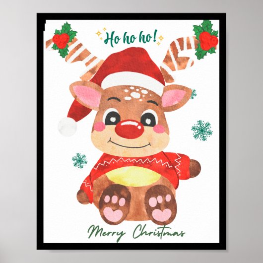 Merry Christmas Reindeer Festive Fun Toddler  Poster (Voorkant)