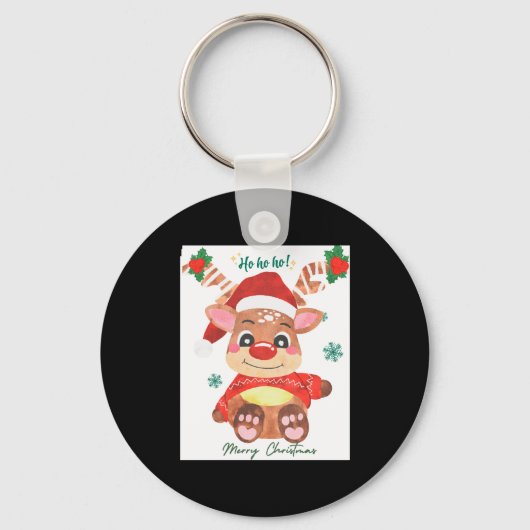 Merry Christmas Reindeer Festive Fun Toddler Sleutelhanger (Voorkant)