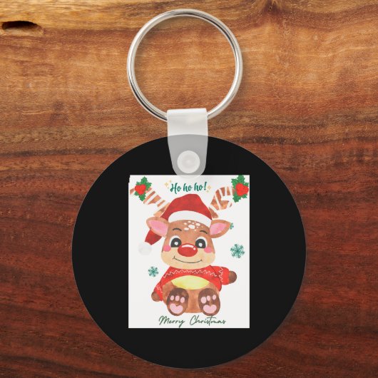 Merry Christmas Reindeer Festive Fun Toddler  Sleutelhanger (Voorkant)