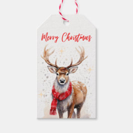 Merry Christmas Reindeer Gift Label Cadeaulabel