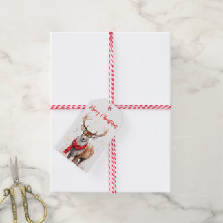Merry Christmas Reindeer Gift Label Cadeaulabel