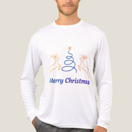 Merry Christmas Reindeer Long Sleeve Tri-Blend Shi Shirt