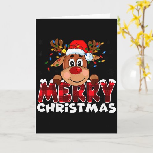 Merry Christmas Reindeer Men Women Family Matching Kaart (Gele Bloem)