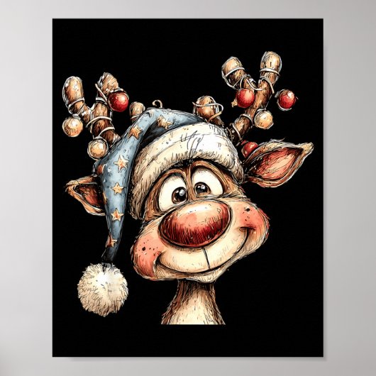 Merry Christmas Reindeer Men Women Family Matching Poster (Voorkant)