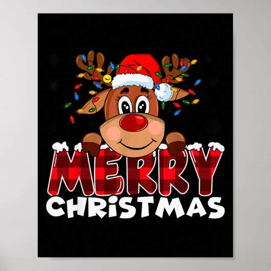 Merry Christmas Reindeer Men Women Family Matching Poster (Voorkant)