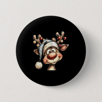 Merry Christmas Reindeer Men Women Family Matching Ronde Button 5,7 Cm