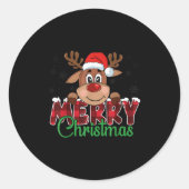 Merry Christmas Reindeer Men Women Family Matching Ronde Sticker (Voorkant)