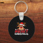 Merry Christmas Reindeer Men Women Family Matching Sleutelhanger (Voorkant)