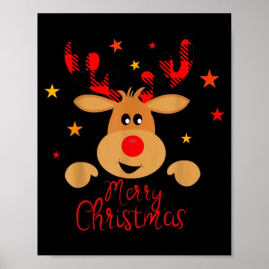 Merry Christmas Reindeer Men Women Kids Matching R Poster (Voorkant)