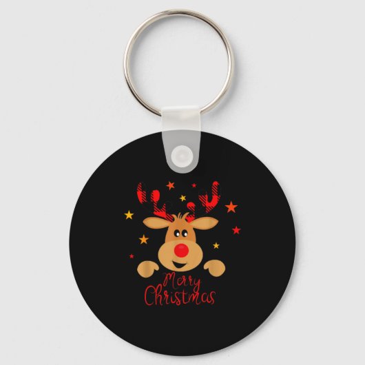 Merry Christmas Reindeer Men Women Kids Matching R Sleutelhanger (Voorkant)
