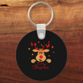 Merry Christmas Reindeer Men Women Kids Matching R Sleutelhanger (Voorkant)