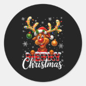 Merry Christmas Reindeer Plaid Pajamas Xmas Shirts Ronde Sticker (Voorkant)