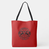 Merry Christmas Reindeer, Red Black Tote Bag (Achterkant)