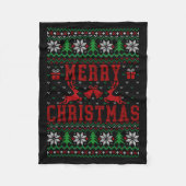 Merry Christmas Reindeer Snowflake Ugly Christmas  Fleece Deken (Voorkant)