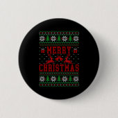 Merry Christmas Reindeer Snowflake Ugly Christmas Ronde Button 5,7 Cm (Voorkant)