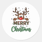 Merry Christmas Reindeer Sticker (Voorkant)