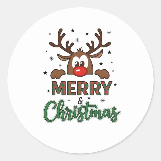 Merry Christmas Reindeer Sticker (Voorkant)