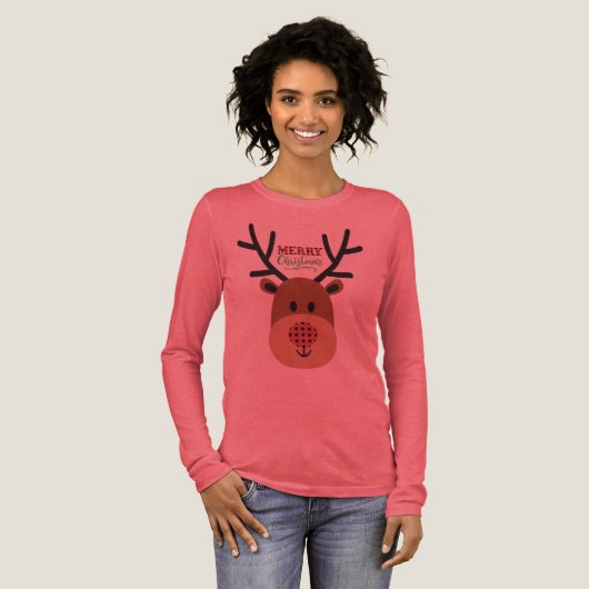 Merry Christmas Reindeer Tri-Blend Shirt (Voorkant)