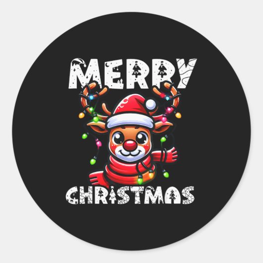 Merry Christmas Reindeer Xmas Family Men Women 202 Ronde Sticker (Voorkant)