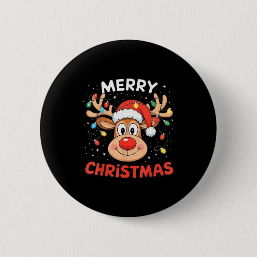 Merry Christmas Reindeer Xmas Family Men Women Kid Ronde Button 5,7 Cm (Voorkant)