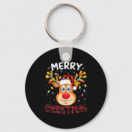 Merry Christmas Reindeer Xmas Family Men Women Kid Sleutelhanger (Voorkant)