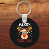 Merry Christmas Reindeer Xmas Family Men Women Kid Sleutelhanger (Voorkant)