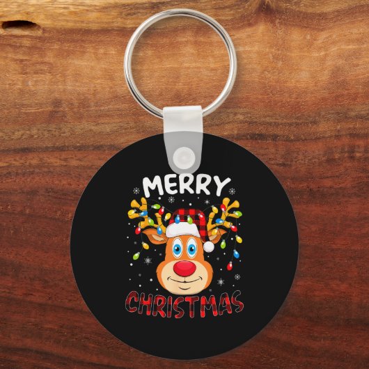 Merry Christmas Reindeer Xmas Family Men Women Kid Sleutelhanger (Voorkant)