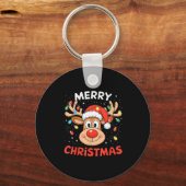 Merry Christmas Reindeer Xmas Family Men Women Kid Sleutelhanger (Voorkant)