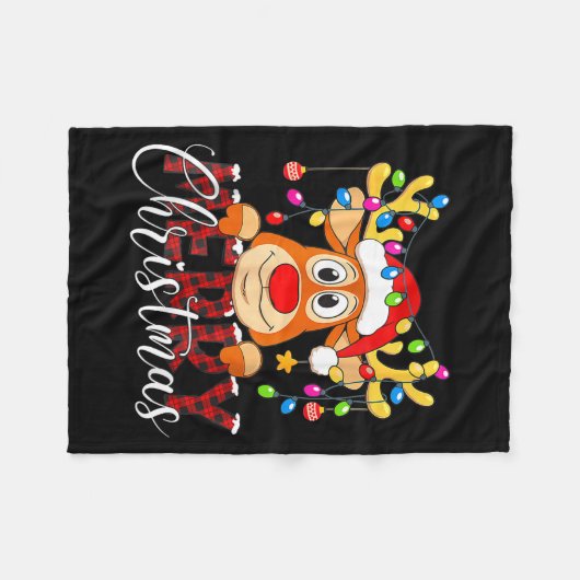 Merry Christmas Reindeer Xmas Family Pajamas Buffa Fleece Deken (Voorkant (Horizontaal))