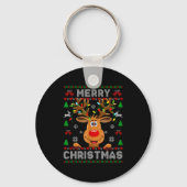 Merry Christmas Reindeer Xmas Pajama Family Men Wo Sleutelhanger (Voorkant)