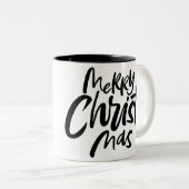 Merry CHRISTmas Religieuze Christelijke Black Whit Tweekleurige Koffiemok (Voorkant rechts)
