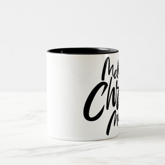 Merry CHRISTmas Religieuze Christelijke Black Whit Tweekleurige Koffiemok (Center)