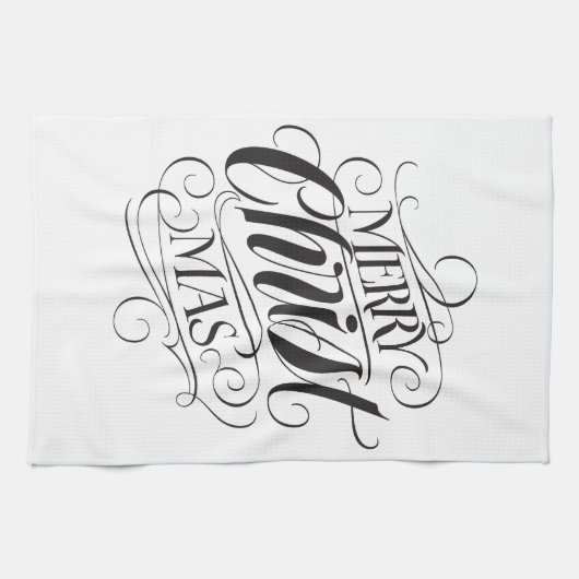 Merry CHRISTmas Religious Calligraphy Lettering Theedoek (Horizontaal)
