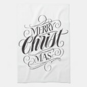 Merry CHRISTmas Religious Calligraphy Lettering Theedoek (Verticaal)