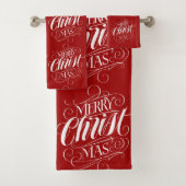 Merry CHRISTmas Religious Calligraphy Script Red Bad Handdoek (Insitu)