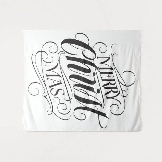 Merry CHRISTmas Religious Calligraphy Script Wandkleed (Voorkant (horizontaal))