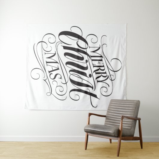 Merry CHRISTmas Religious Calligraphy Script Wandkleed (In Situ (horizontaal))