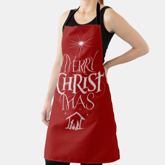 Merry CHRISTmas Religious Chalk Calligraphy Red Schort (Insitu)