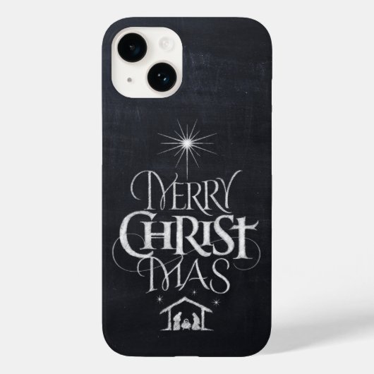 Merry CHRISTmas Religious Chalkboard Calligraphy C Case-Mate iPhone Case (Achterkant)