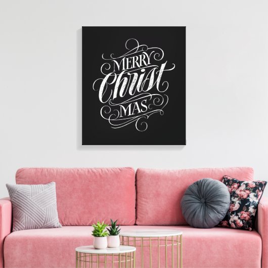 Merry CHRISTmas Religious Chalkboard Calligraphy Canvas Afdruk (Insitu (Woonkamer))