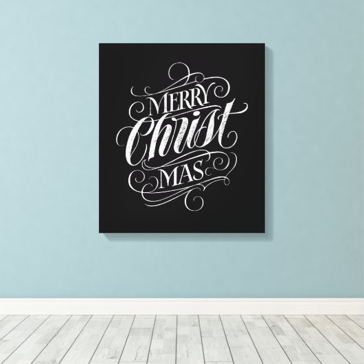 Merry CHRISTmas Religious Chalkboard Calligraphy Canvas Afdruk (Insitu (Houten vloer))