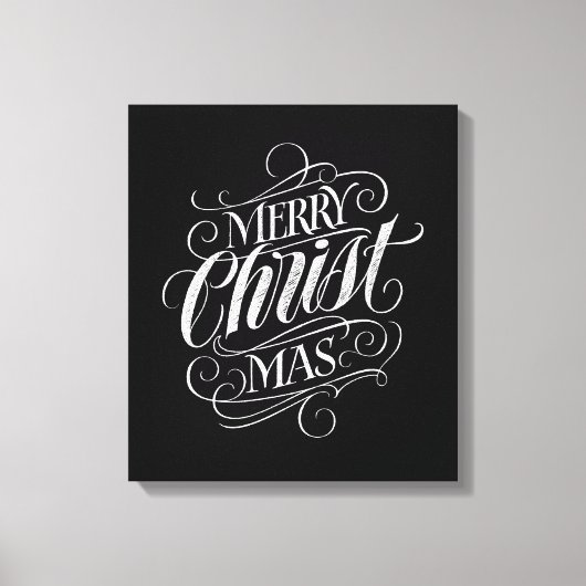 Merry CHRISTmas Religious Chalkboard Calligraphy Canvas Afdruk (Voorkant)