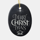 Merry CHRISTmas Religious Chalkboard Calligraphy Keramisch Ornament (Achterkant)